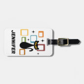 Schwarze Katze aus der Mitte des Jahrhunderts Gepäckanhänger (Vorderseite horizontal)