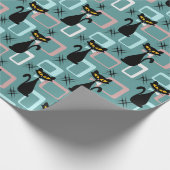 Schwarze Katze aus der Mitte des Jahrhunderts Geschenkpapier (Ecke)