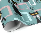 Schwarze Katze aus der Mitte des Jahrhunderts Geschenkpapier (Rolleneckpunkt)