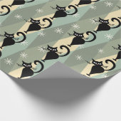 Schwarze Katze aus der Mitte des Jahrhunderts Geschenkpapier (Ecke)