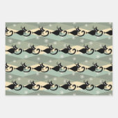 Schwarze Katze aus der Mitte des Jahrhunderts Geschenkpapier Set (Vorderseite 3)