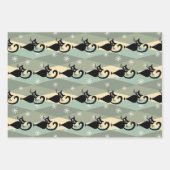 Schwarze Katze aus der Mitte des Jahrhunderts Geschenkpapier Set (Vorderseite)
