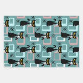 Schwarze Katze aus der Mitte des Jahrhunderts Geschenkpapier Set (Vorderseite 3)