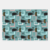Schwarze Katze aus der Mitte des Jahrhunderts Geschenkpapier Set (Vorderseite 2)