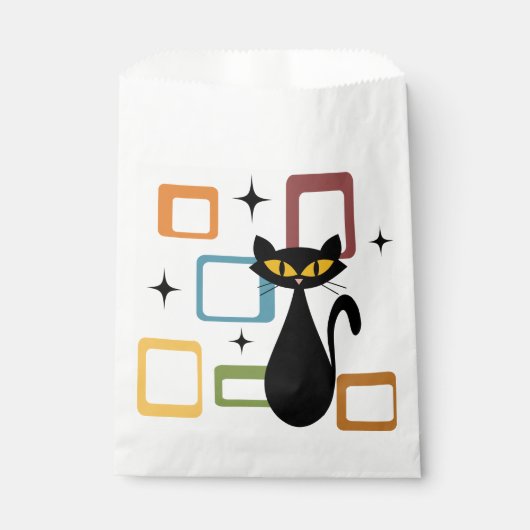 Schwarze Katze aus der Mitte des Jahrhunderts Geschenktütchen (Vorderseite)