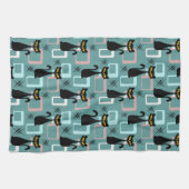 Schwarze Katze aus der Mitte des Jahrhunderts Geschirrtuch (Horizontal)