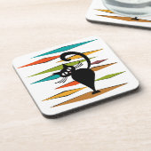 Schwarze Katze aus der Mitte des Jahrhunderts Getränkeuntersetzer (Linke Seite)