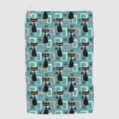 Schwarze Katze aus der Mitte des Jahrhunderts Golfhandtuch (Vorderseite)