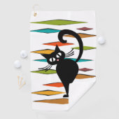 Schwarze Katze aus der Mitte des Jahrhunderts Golfhandtuch (Insitu)