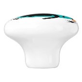 Schwarze Katze aus der Mitte des Jahrhunderts Keramikknauf (Seitenansicht)