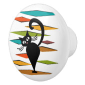 Schwarze Katze aus der Mitte des Jahrhunderts Keramikknauf (Rechts)