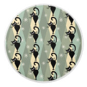 Schwarze Katze aus der Mitte des Jahrhunderts Keramikknauf (Vorderseite)