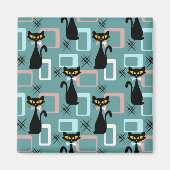 Schwarze Katze aus der Mitte des Jahrhunderts Magnet (Vorne)