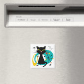Schwarze Katze aus der Mitte des Jahrhunderts Magnet (In Situ (Geschirrspüler))