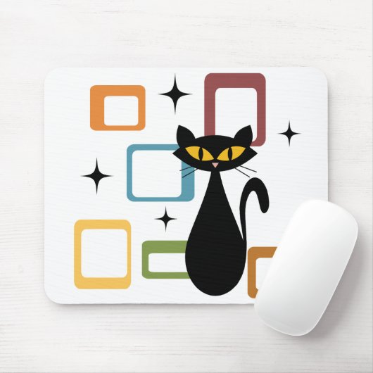 Schwarze Katze aus der Mitte des Jahrhunderts Mousepad (Mit Mouse)