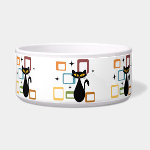 Schwarze Katze aus der Mitte des Jahrhunderts Napf