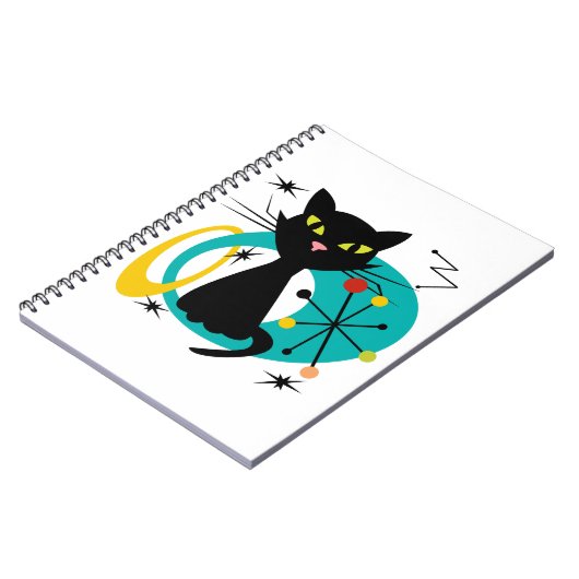 Schwarze Katze aus der Mitte des Jahrhunderts Notizblock (Linke Seite)