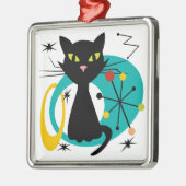 Schwarze Katze aus der Mitte des Jahrhunderts Ornament Aus Metall (Links)