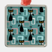 Schwarze Katze aus der Mitte des Jahrhunderts Ornament Aus Metall (Vorne)