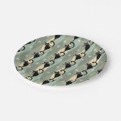 Schwarze Katze aus der Mitte des Jahrhunderts Pappteller (Schrägansicht)