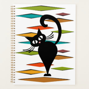 Schwarze Katze aus der Mitte des Jahrhunderts Planer
