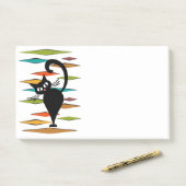 Schwarze Katze aus der Mitte des Jahrhunderts Post-it Klebezettel (Auf Schreibtisch)