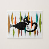 Schwarze Katze aus der Mitte des Jahrhunderts Puzzle (Horizontal)