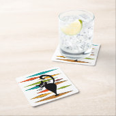 Schwarze Katze aus der Mitte des Jahrhunderts Rechteckiger Pappuntersetzer (Vor Ort)