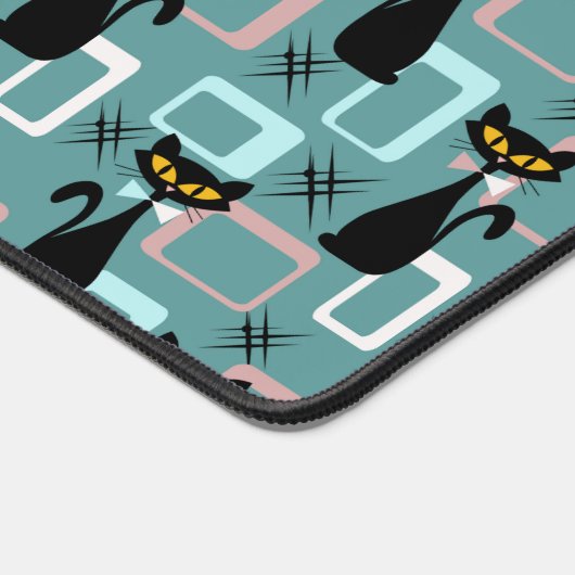 Schwarze Katze aus der Mitte des Jahrhunderts Schreibtischunterlage (Ecke)