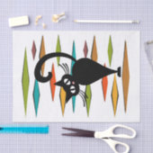 Schwarze Katze aus der Mitte des Jahrhunderts Seidenpapier (Handwerk)