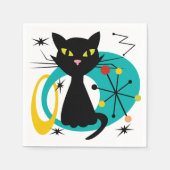 Schwarze Katze aus der Mitte des Jahrhunderts Serviette (Vorderseite)