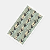 Schwarze Katze aus der Mitte des Jahrhunderts Serviette (Ecke)