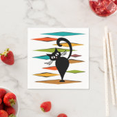 Schwarze Katze aus der Mitte des Jahrhunderts Serviette (Beispiel)