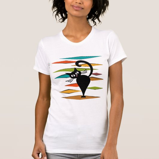 Schwarze Katze aus der Mitte des Jahrhunderts T-Shirt (Vorderseite)