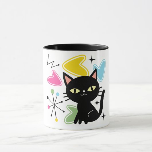 Schwarze Katze aus der Mitte des Jahrhunderts Tasse (Zentrum)