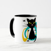 Schwarze Katze aus der Mitte des Jahrhunderts Tasse (Vorderseite Links)