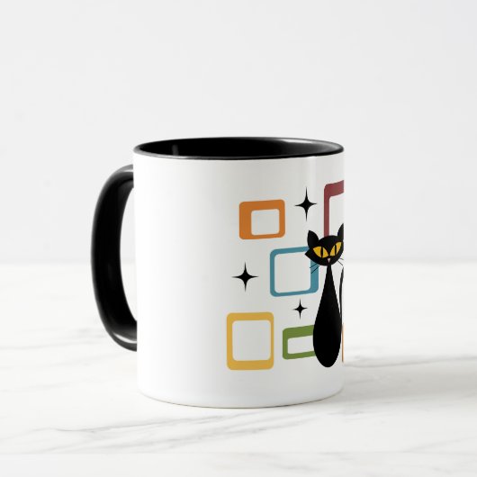 Schwarze Katze aus der Mitte des Jahrhunderts Tasse (Vorderseite Links)