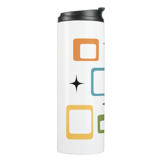 Schwarze Katze aus der Mitte des Jahrhunderts Thermosbecher (Nach links gedreht)