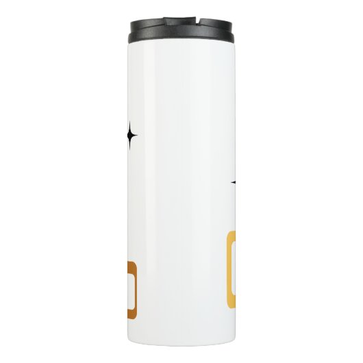 Schwarze Katze aus der Mitte des Jahrhunderts Thermosbecher (Rückseite)