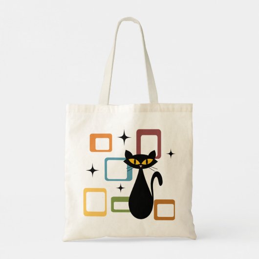Schwarze Katze aus der Mitte des Jahrhunderts Tragetasche (Rückseite)