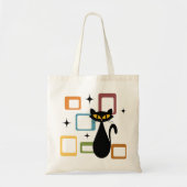Schwarze Katze aus der Mitte des Jahrhunderts Tragetasche (Vorne)
