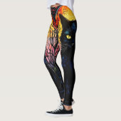 Schwarze Katze aus festem Glas Roter Spooky Yoga Leggings (Links)