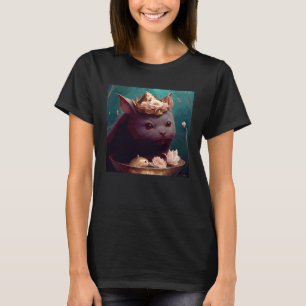 Schwarze Katze Axolotl Schokolade T-Shirt