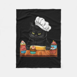 Schwarze Katze backt, weil Mord falsch ist Katzenl Fleecedecke