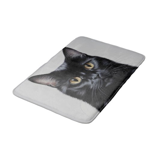 Schwarze Katze Badematte (Schrägansicht)