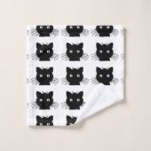 Schwarze Katze Badhandtuch Set (Waschlappen)
