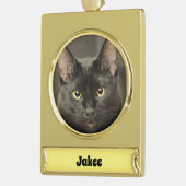 Schwarze Katze Banner-Ornament Gold (Links)