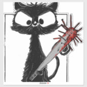 Schwarze Katze Baseball Horror Halloween Aufkleber (Blatt)
