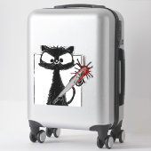 Schwarze Katze Baseball Horror Halloween Aufkleber (Koffer)