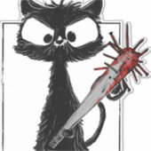 Schwarze Katze Baseball Horror Halloween Aufkleber (Vorderseite)